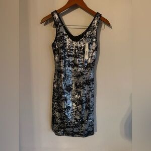 Glitter Sleeveless Dress - Silver and Black nwt XS